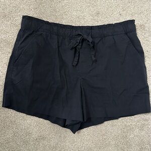 Women's Black Elastic Waist Drawstring Athletic Shorts